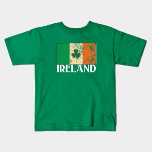 Irish Flag Shamrock Distressed Design Kids T-Shirt